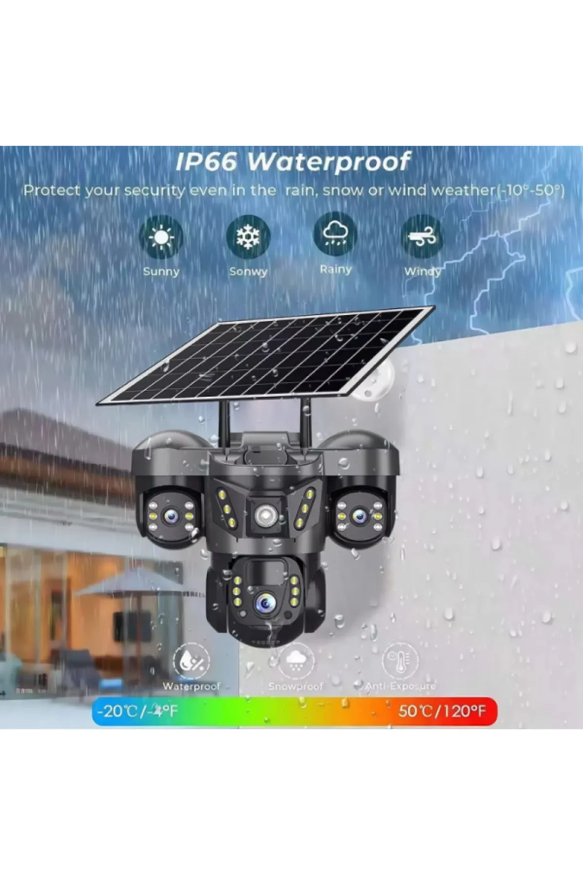 66G Solar Güvenlik Kamerası Türkçe 4G Sim Kartlı PTZ Hareketli Gece Görüşlü Güneş Panelli Kamera